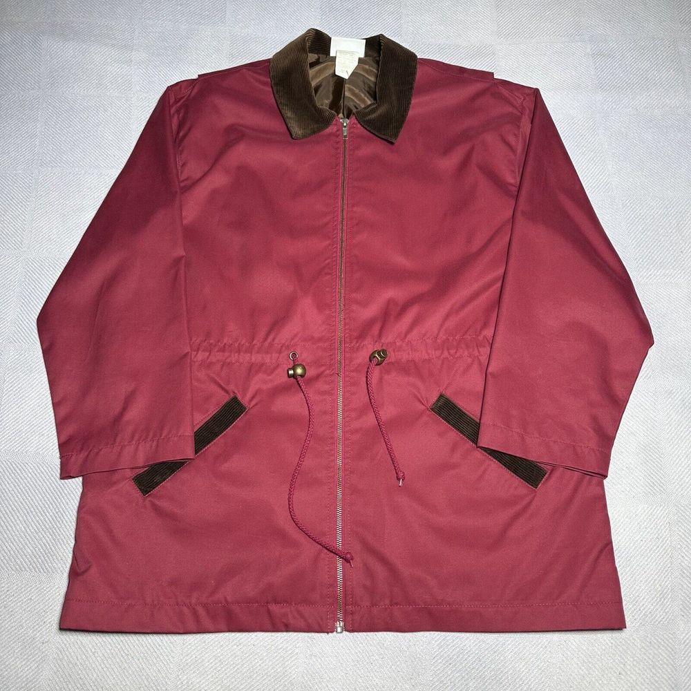 Vintage‎ 1990s Jantzen Red Barn Jacket Corduroy Collar Women's Size Medium